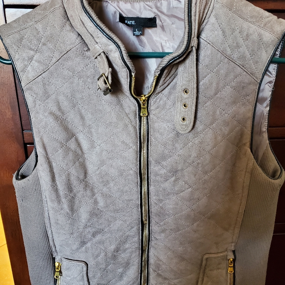 Tan Suede quilted vest